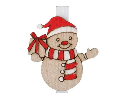 Sněhuláci 30058 na kolíčku 4 cm, 9 ks červení