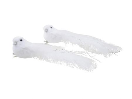 Ptáček 18046 plyšový bílý na klipu 2 ks, 14 cm