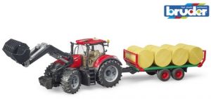 BRUDER 03198 (3198) Traktor Case IH Optum 300 CVX s čelním nakladačem a přepravníkem