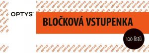 Bločková vstupenka, 14 × 5 cm, 100 listů, číslovaná,  ČERVENÁ, OPTYS 1267CE
