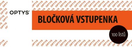Bločková vstupenka, 14 × 5 cm, 100 listů, číslovaná, ČERVENÁ, OPTYS 1267CE