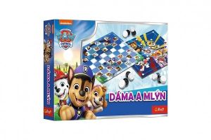 Dáma a Mlýn Tlapková patrola/Paw Patrol společenská hra v krabici 29x19x4 cm