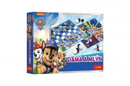 Dáma a Mlýn Tlapková patrola/Paw Patrol společenská hra v krabici 29x19x4 cm