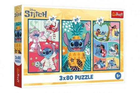 Puzzle 3x80 Lilo&amp;Stitch - Stitchův svět 18x27,5cm v krabici 29x19x4cm