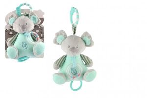 Medvěd koala chrastítko plyš 19cm závěs na post./koč. nat. hrací strojek zelený na kartě v