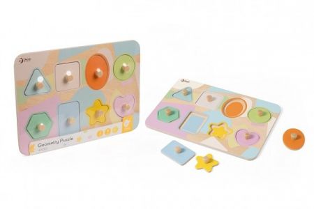 Puzzle/Vkládačka deskové geometrické tvary dřevo ve fólii 30x21cm 24m+