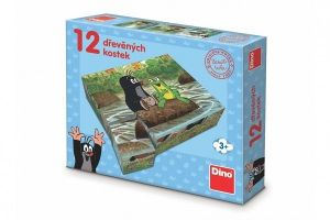 DINO Dřevěné lic. kostky Krtek a zvířátka – 12 kostek