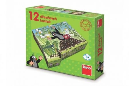 DINO Dřevěné lic. kostky Krtek a přátelé – 12 kostek