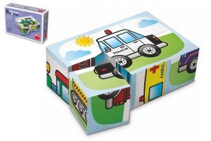 DINO Dřevěné kostky Doprava – 6 kostek