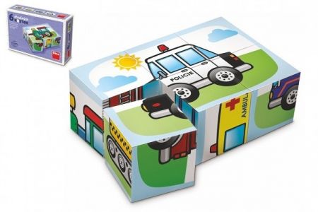 DINO Dřevěné kostky Doprava – 6 kostek