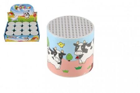 Plechovka zvuk krávy plast 6x6cm