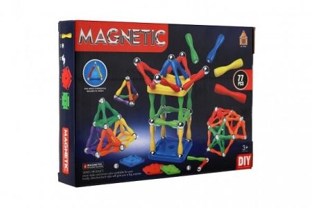 Magnetická stavebnice 77ks plast/kov v krabici 24,5x18x4cm