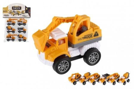 Auto stavební mini 6ks plast 7-8cm na zpětné natažení v sáčku