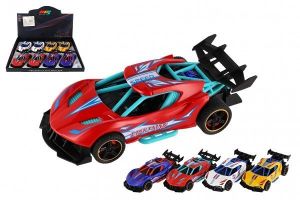 Auto sportovní plast/kov 14cm na zpětné natažení 4 barvy