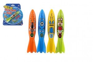 Torpédo pro potápění plast 13cm 4 barvy na kartě 17x18cm