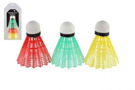 Míčky/Košíčky na badminton barevné 3ks plast v blistru 11x21cm