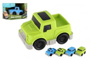 Auto mini plast 9cm na setrvačník 4 druhy v krabíčce 12x9x8cm