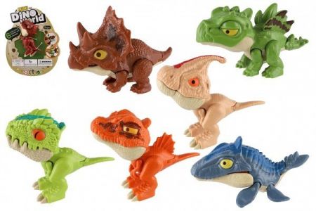 Dinosaurus kousací plast 8cm mix druhů na kartě 13x16x4cm