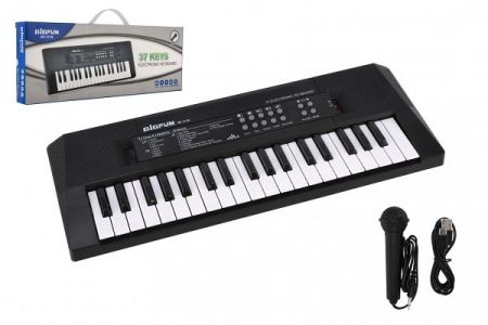 Pianko/Varhany/Klávesy 37 kláves plast 40cm napájení na USB + mikrofon v krabici 41,5x16x4
