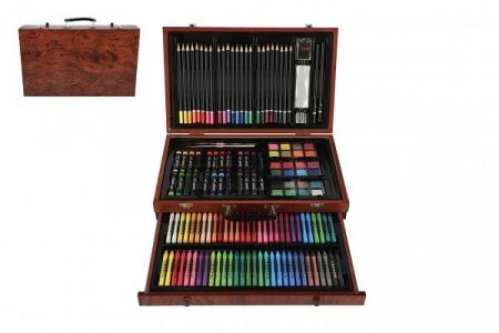 Sada na malování - Art box kreativní sada 143ks v dřevěném kufříku 38x25x8cm