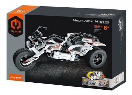 Stavebnice iM.MASTER motorka plast 198 dílků na zpětné natažení v krabici 29x20x6cm