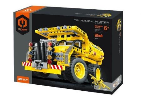 Stavebnice iM.MASTER 2v1 stavební auto/letadlo plast 361 dílků v krabici 31x23x7cm