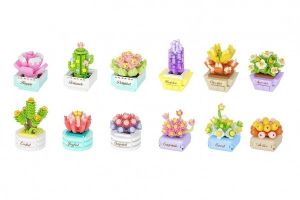 Stavebnice mini KOCO Sukulent v květináči plast mix druhů v krabičce 8x12x4cm