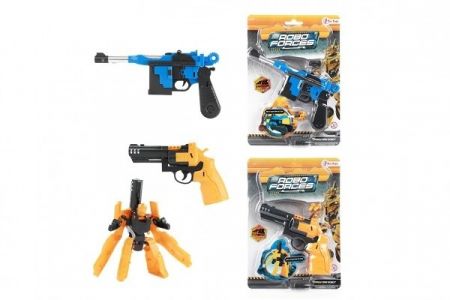 Transformer pistole/robot plast 14-16cm 2 barvy na kartě