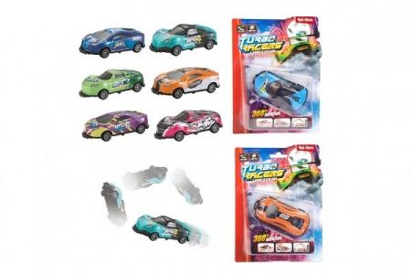 Auto závodní převracecí plast 9cm na zpětné natažení mix barev na kartě