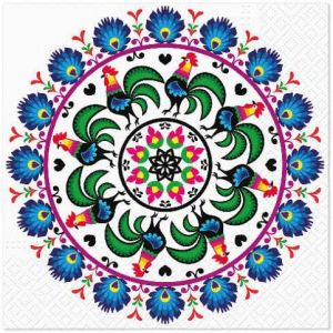Ubrousky PAW Dekor L (20ks) Rooster Circle Folk