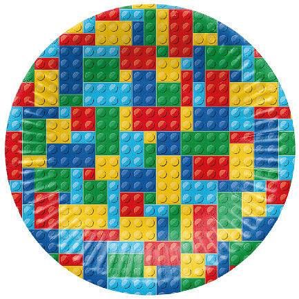 Papírový talíř malý - Colorful Bricks