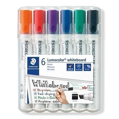 Popisovač na bílou tabuli 351 B WP6 "Lumocolor 351 B", sada, 6 barev, klínový hrot, STAEDT