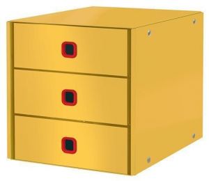 Zásuvkový box "Cosy Click&Store", teplá žlutá, 3 zásuvky, laminovaný karton, LEITZ 5368001