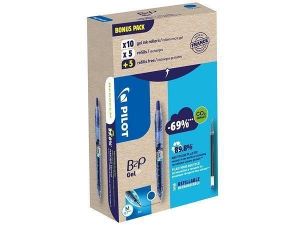 Gelové pero "B2P Greenpack", modrá + náplň, 0,32 mm, stiskací mech., PILOT BL-B2P-7-L+BLS-