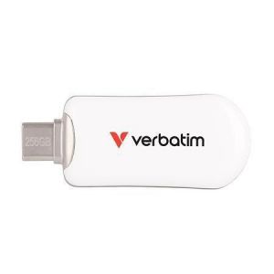 USB flash disk "Plectra", bílá, 256 GB, USB-C 3.2 Gen1, VERBATIM 30230