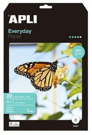 Fotografický papír "Everyday", do inkoustové tiskárny, lesklý, A4, 180g, APLI