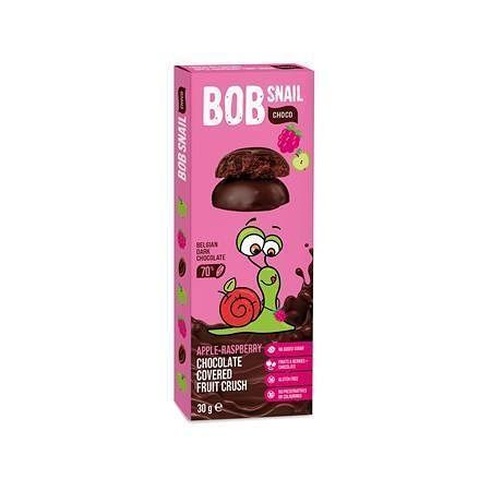 Ovocná pochoutka, jablko-malina v hořké čokoládě, 30 g, BOB SNAIL BS-4130