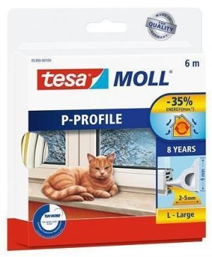 Gumové těsnění "tesamoll® P profil 5390", bílá, 9 mm x 6 m, TESA