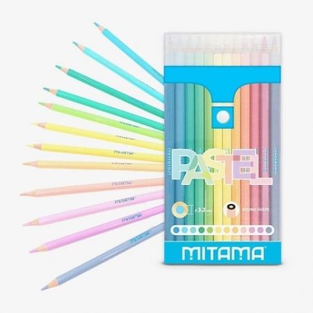 Barevné pastelky PASTEL, 12 barev, kulaté, MITAMA 62827