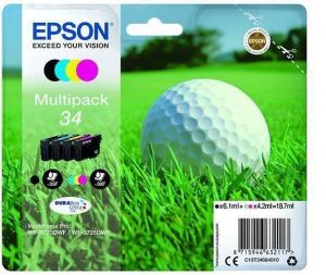 T34664010 Inkoust multipack pro, WorkForce WF-3720DWF tiskárnu, EPSON, c+m+y+b, 18,7 ml