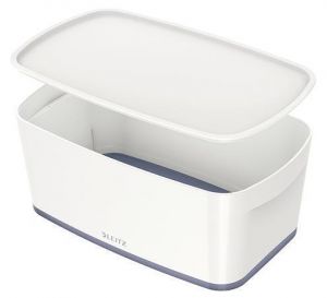 Úložný box s víkem "MyBox", bílá-šedá, malý, LEITZ