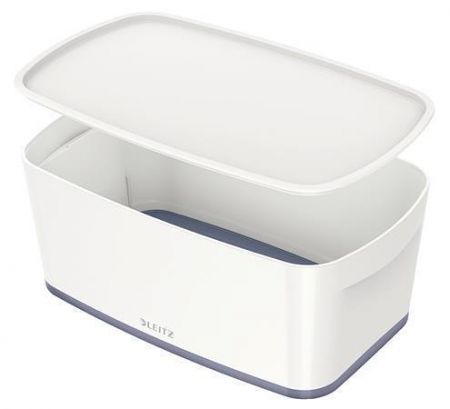 Úložný box s víkem "MyBox", bílá-šedá, malý, LEITZ