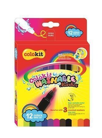 Fixy "Colokit", vypratelné, 12 barev, FLEXOFFICE