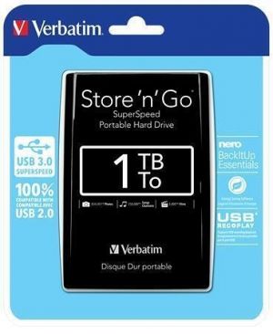 2,5" HDD (hard-disk) Stor 'n' Go, 1TB, USB 3.0, VERBATIM, černý