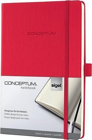 Záznamní kniha "Conceptum", červená, A5, čtverečkovaný, 194 listů, tvrdé desky, SIGEL