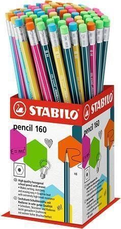 Grafitová tužka "160" s gumou, displej, HB, šestihranná, STABILO