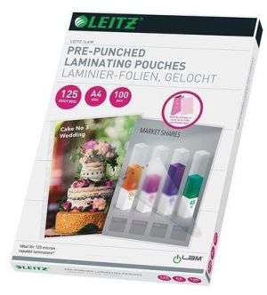 Laminovací fólie "Standard", lesklá, pro kroužkové a pákové pořadače, 125 micron, A4, LEIT