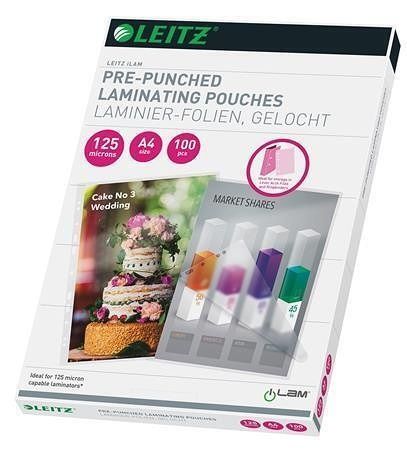 Laminovací fólie "Standard", lesklá, pro kroužkové a pákové pořadače, 125 micron, A4, LEIT