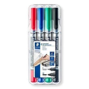Permanentní popisovač "Lumocolor 348 Duo", sada, 4 barvy, kuželový hrot, F/M, oboustranný,