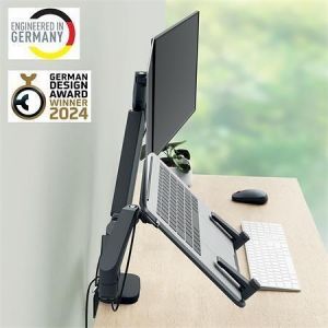 Stojan na monitor a notebook "Ergo Dual", tmavě šedá, LEITZ 65380089